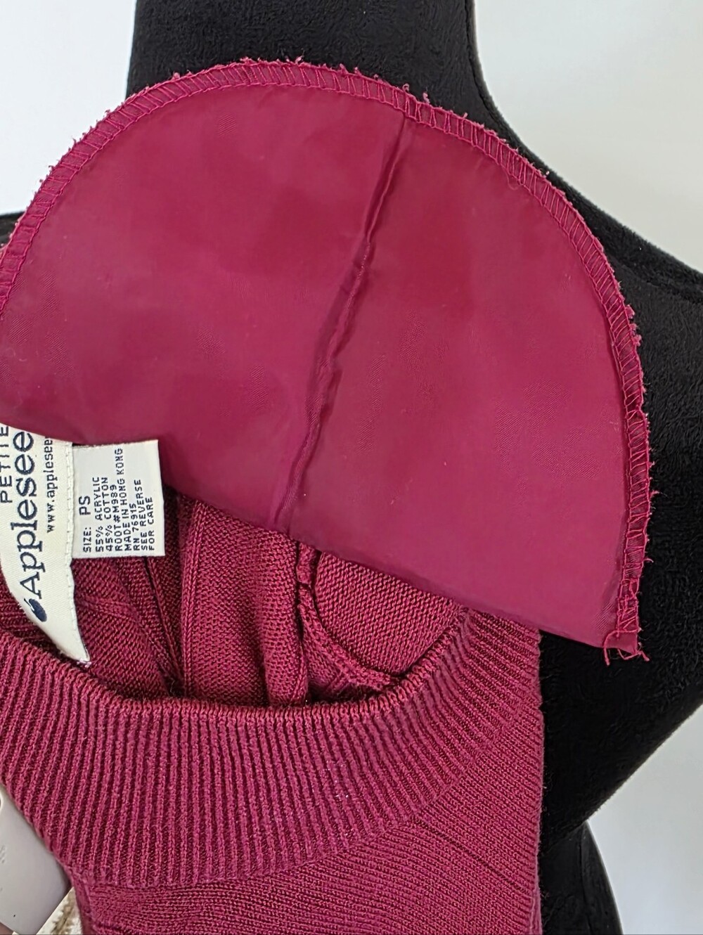 Appleseed's Women's Mock Neck Ribbed Sweater - Raspberry S - Picture 6 of 7